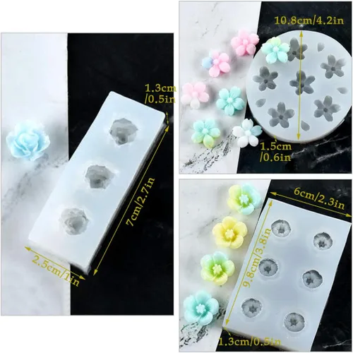 Miniatura 2 de 3 moldes de resina de flores, moldes de silicona rosa 3D, molde de fundición de epoxi, manualidades de cristal de bricolaje, collares, aretes