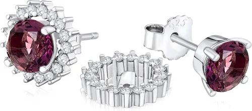 Miniatura 2 de MASSETE Pendientes de plata de ley 925 Halo Post con chaqueta extraíble