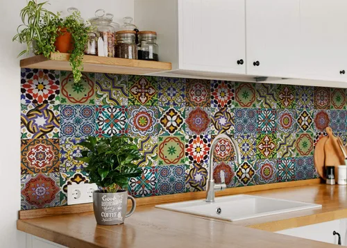 Miniatura 7 de Calcomanías para azulejos, juego de 24 piezas (2 x 12 piezas) auténticas calcomanías tradicionales de azulejos de Talavera, calcomanías