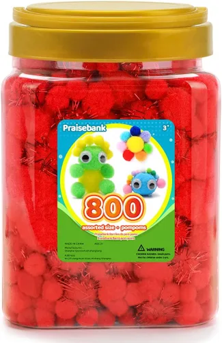 Miniatura 43 de Praisebank 300 pompones de 1 pulgada para artes y manualidades, manualidades en tarro