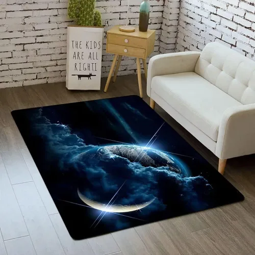 Miniatura 15 de Alfombra de espacio exterior para habitación de niños, 3 x 5 pies, alfombra Galaxy para dormitorio de niños, suave, antideslizante, sistema solar