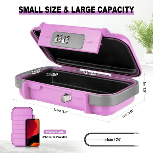 Miniatura 4 de HUANLANG Caja de Seguridad Portátil con Cerradura de Combinación Mini Caja de Seguridad para Viajes de Playa Impermeable Cajas de Bloqueo Pequeñas