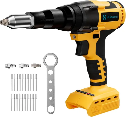 Kit de herramienta de remache sin cable compatible con batería Dewalt 20V (solo herramienta), pistola de remache sin cable sin escobillas con 3