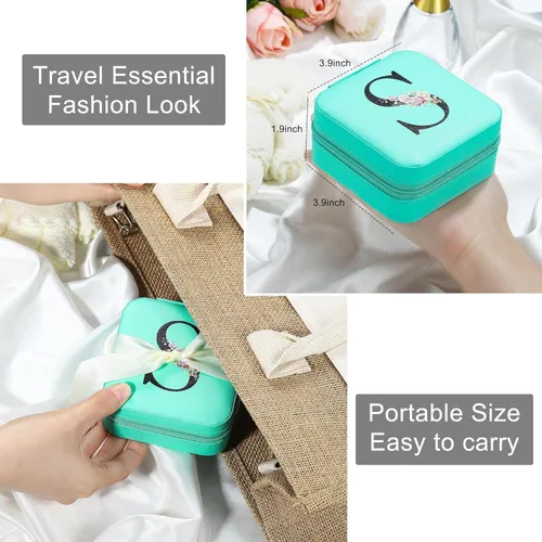 Miniatura 5 de Parima Organizador pequeño de joyería de viaje, joyero de viaje con espejo, regalos para mujeres, amigas, dama de honor, dama de honor, cumpleaños