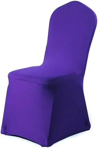 Miniatura 13 de Funda para silla de color sólido, funda elástica de elastano, para banquete de boda, fiesta, banquete, hotel, comedor, color blanco