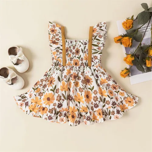 Miniatura 2 de PATPAT Vestido de verano para niñas con girasol, manga con volantes, casual, vestido de playa, falda de princesa, vestidos de verano