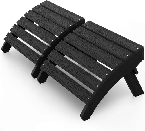 Miniatura 11 de MXIMU Taburete otomano plegable Adirondack para exteriores: Taburete de plástico HIPS para patio, fácil montaje, reposapiés para todo tipo de clima