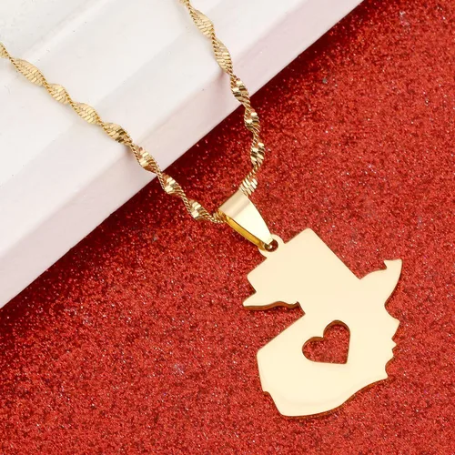 Miniatura 3 de BR Gold Jewelry Collar con colgante de mapa de Guatemala para mujer, mapa del corazón guatemalteco de Guatemala
