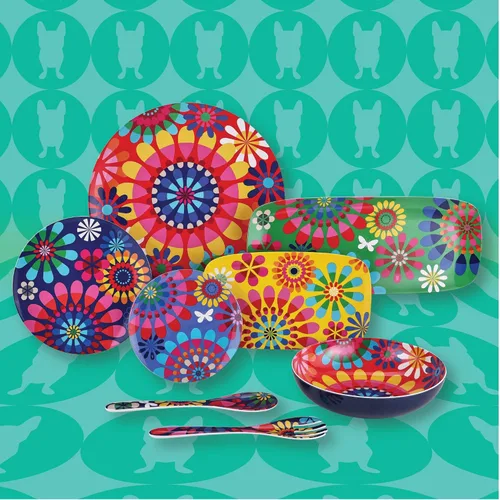 Miniatura 50 de French Bull Juego de 4 platos – Juego de 4 platos de ensalada de melamina de 9 pulgadas – Vajilla de melamina para interiores y exteriores – Foli