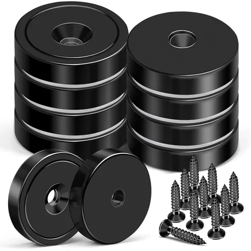 Miniatura 17 de MIKEDE Imanes fuertes con agujeros, 110 libras + imanes de neodimio fuertes con tornillos inoxidables para montaje en pared, imán de base redonda