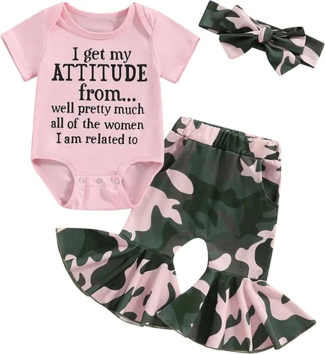 Miniatura 8 de Sejardin Ropa de verano para bebé y niña, recién nacida, manga corta, con letras, mameluco elástico con diadema