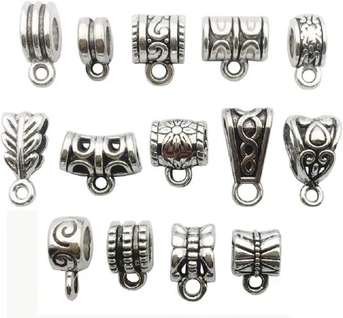 Venta al por mayor de lotes a granel joyería que hace encantos mezclados lisos tibetanos de metal de plata colgantes DIY para collar pulsera joyería