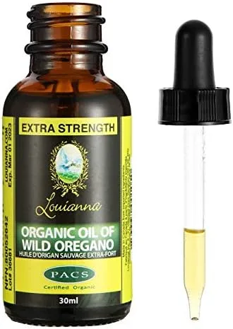 Louianna - Aceite orgánico de orégano silvestre, aceite de orégano, aceite puro de gotas de orégano, con 86 % de Carvacrol, para uso oral o tópico,