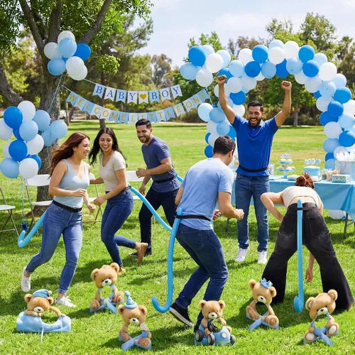 Miniatura 5 de Vicenpal Juego de 6 juegos de oso azul para baby shower, actividades divertidas para baby shower, juego de fiesta de revelación de género