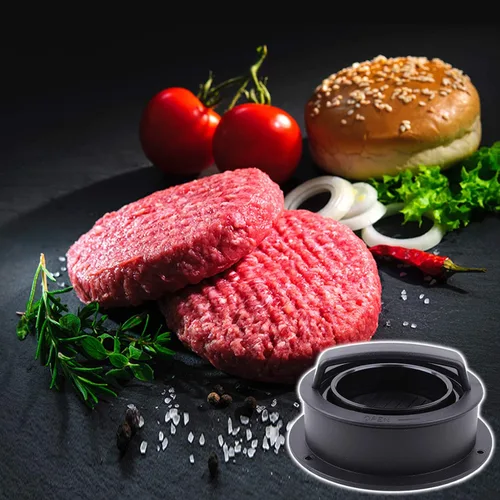 Miniatura 5 de Prensa de hamburguesas, máquina para hacer hamburguesas con 100 piezas de papel de hamburguesa, molde antiadherente 3 en 1 para hamburguesas
