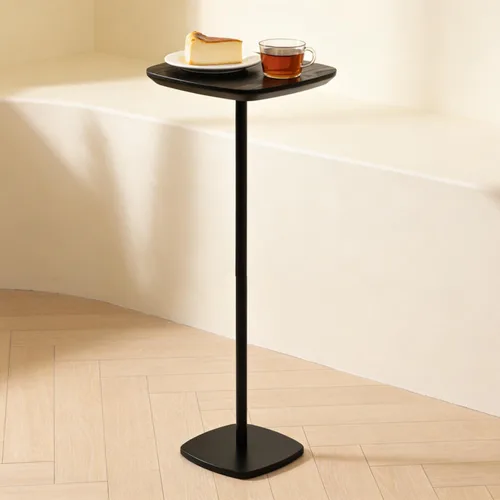 Miniatura 8 de Mesa auxiliar de pedestal, mesas pequeñas para bebidas, soporte de pedestal, mini mesa auxiliar cuadrada negra, mesas de café de Martini, mesa Negro