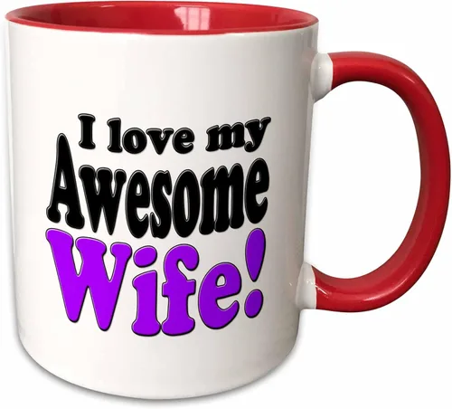 Miniatura 7 de 3dRose evadane – Funny Quotes – I Love My Awesome esposa, púrpura, – Tazas, Blanco White