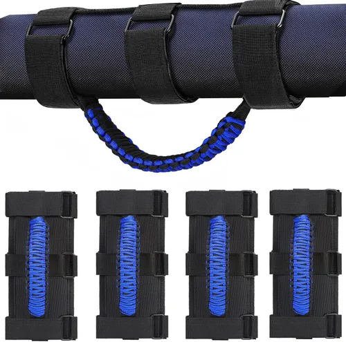 Miniatura 15 de moveland Paquete de 2 asas de agarre de barra antivuelco, asas de agarre de paracord negro para Jeep Wrangler JL, JK, TJ, YJ y Jeep Gladiator