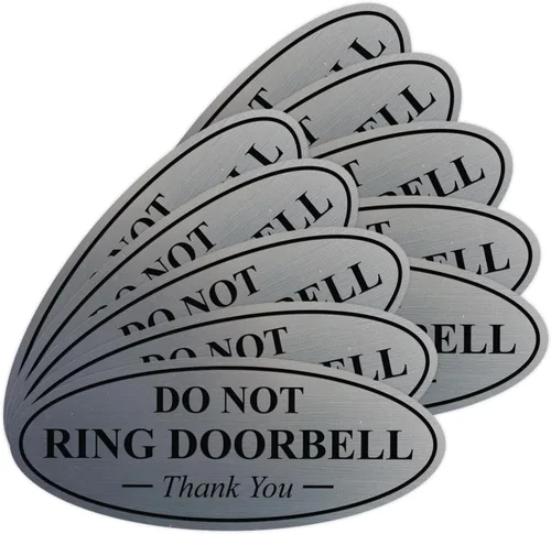 Miniatura 52 de All Quality Cartel de agradecimiento ovalado con texto en inglés «Do not Ring DOORBELL», color negro, pequeño, 1 paquete