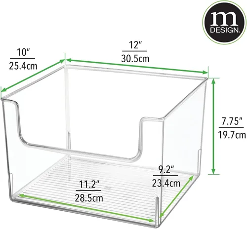 Miniatura 3 de mDesign - Organizador de almacenamiento con frente abierto de plástico moderno para organización de baño - Estante de tocador, casillero, gabinete