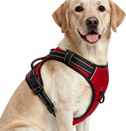 Miniatura 109 de Arnés para perro sin tirones, chaleco reflectante ajustable y acolchado para mascotas con asa de fácil control, fácil de llevar con nudo elegante