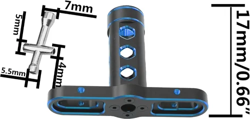 Miniatura 6 de Herramienta de coche RC 0.669 in adaptador hexagonal llave de rueda con 0.157 in 0.197 in 0.217 in 0.276 in llave hexagonal compatible con Traxxas