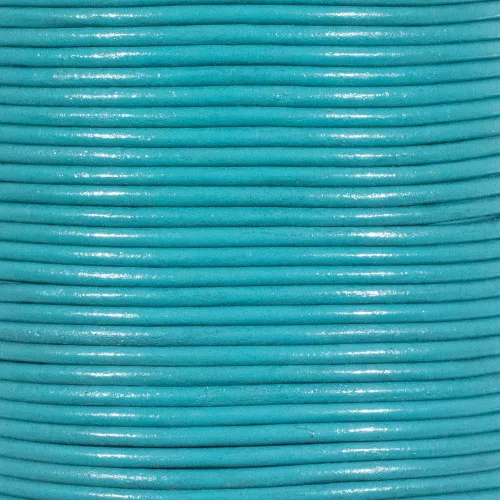 Miniatura 3 de Tiras redondas de cuero genuino de 0.079 pulgadas para pulseras, collares, cuentas y otras joyas – 10 yardas / 29.9 ft – turquesa