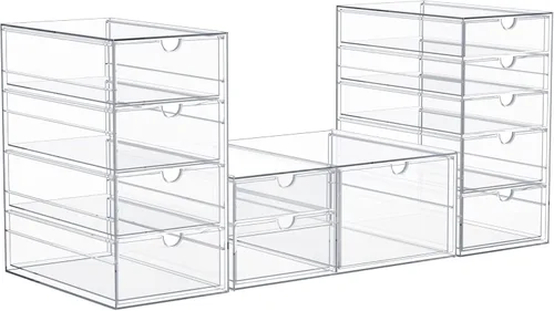 Miniatura 8 de Sorbus Organizador de maquillaje con 10 cajones, organizador de cajones de acrílico para maquillaje, organización y almacenamiento de oficina
