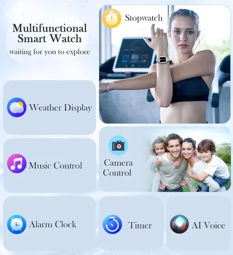 Miniatura 6 de Reloj inteligente con pantalla táctil de 1.6 pulgadas para mujer (respuesta/hacer llamadas), rastreador de actividad y relojes inteligentes
