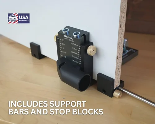 Miniatura 4 de Massca Sistema de Plantilla para Agujeros de Bolsillo de Aluminio Pro M2 Ajustable y Fácil de Usar Herramienta de Carpintería de Unión