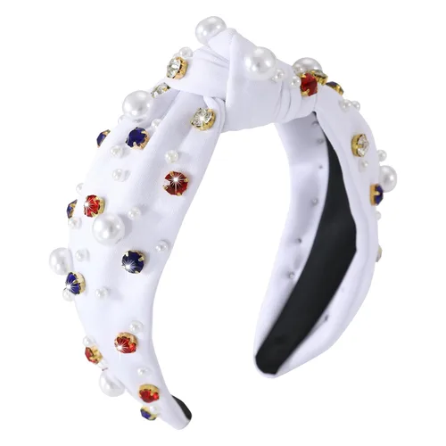 Miniatura 14 de Diadema anudada con joyas para mujeres y niñas, diadema de diamantes de imitación de cristal brillante, nudo superior ancho para mujer, diadema Negro