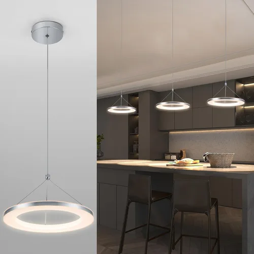 CHYING Lámparas colgantes LED para isla de cocina, lámpara de araña de anillo moderno de 11.8" 15W, luz cálida blanca, lámpara colgante de techo