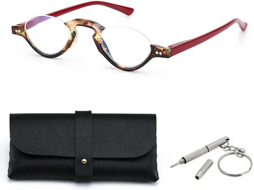Miniatura 7 de Lentes de lectura retro con luz azul para hombres y mujeres, con marco redondo de media luna, lentes de lectura ligeros para computadora