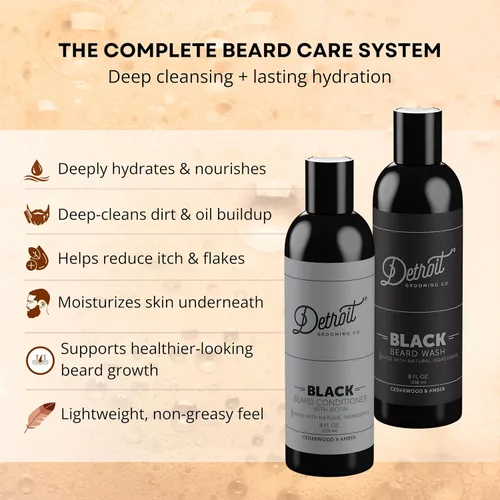 Miniatura 2 de Detroit Grooming Co. Acondicionador de barba y barba - Kit para hombre - Suaviza, fortalece, hidrata, infundido con aceite de argán, extracto
