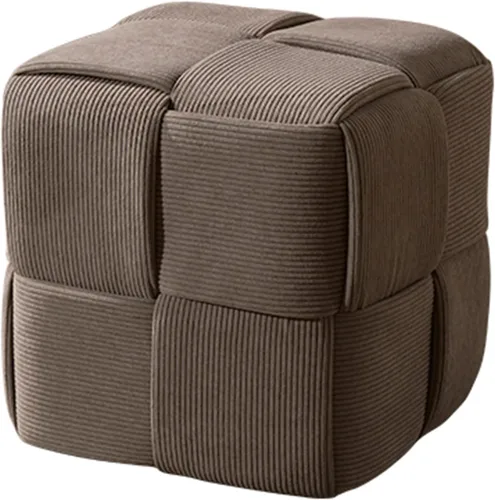 Miniatura 9 de QQXX Puf otomano tejido hecho a mano, taburete tapizado de terciopelo, moderno reposapiés cuadrado acolchado para sala de estar, dormitorio, entrada