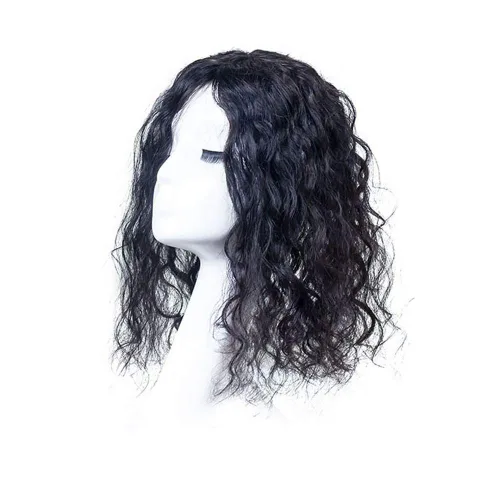 Miniatura 7 de RemeeHi Postizos en mono cabeza vuelta Remy cabello humano ondulado clip en la parte superior o Toupee Wiglet para pérdida adelgazamiento pelo