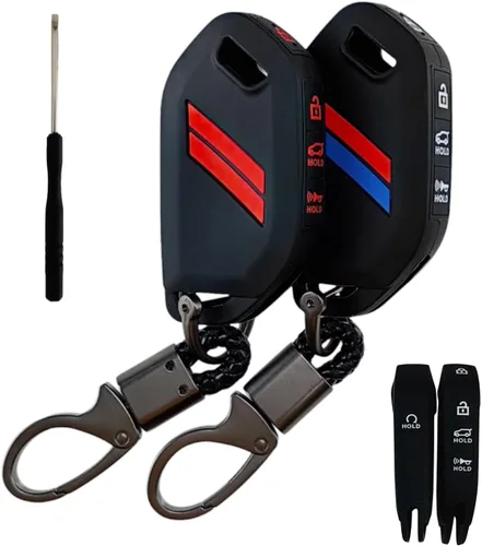 REPROTECTING Funda de goma de silicona para llavero compatible con Kia Sportage K4 K5 Telluride Sorento (2022-2026) (2 piezas negras + llavero, 5