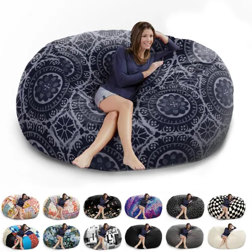 Miniatura 33 de Funda para puf gigante de 6 pies, suave y esponjoso de terciopelo holandés (sin relleno, solo cubierta), cómoda funda de puf de 6 pies, funda