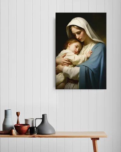Miniatura 3 de GLOKAKA Lienzo decorativo para pared, pintura al óleo de Santa María, arte de pared de la madre de Jesucristo, Virgen María, Virgen María, Madonna