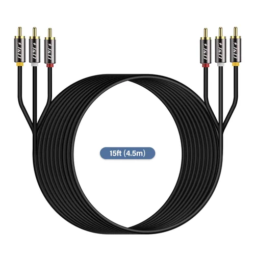 Miniatura 7 de J&D Cable RCA de audio y video, chapado en oro, 3 RCA macho a macho, cable AV estéreo de 15 pies, compatible con decodificador, altavoz