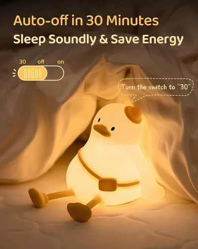 Miniatura 2 de Luz nocturna de pato para niños, regulable al tacto, recargable portátil y esponjosa, luz nocturna LED de silicona, regalo kawaii, guardería