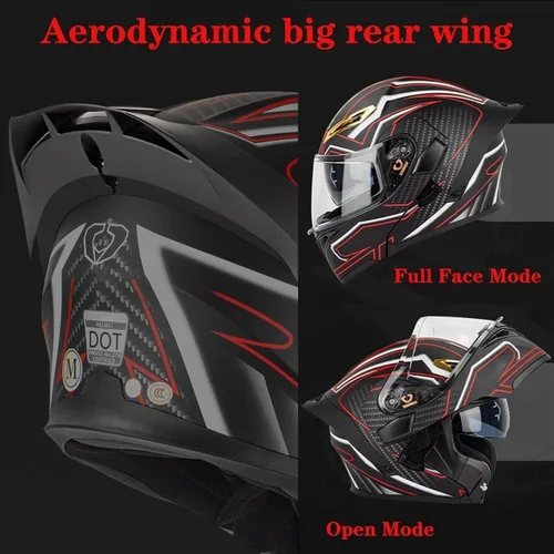 Miniatura 3 de Cascos de motocicleta modulares con Bluetooth de doble visera, aprobados por DOT FMVSS 218, casco de motocicleta abatible de cara completa