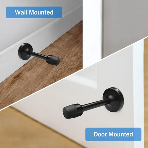 Miniatura 4 de Topes de puerta de 5 pulgadas de largo, tope de puerta negro para montaje en pared, de acero inoxidable, rígido, sin olor, punta de goma resistente