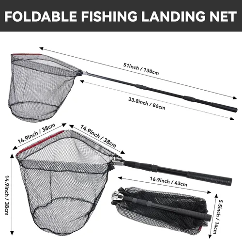 Miniatura 4 de 3 Pcs Foldable Fishing Net Accessories for Crab Crayfish Shrimp:Fishing Landing Net with Telescoping Pole Handle, Collapsible Crab Trap Hexagon and