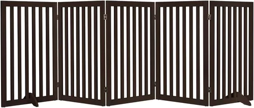 Miniatura 11 de unipaws Puerta para mascotas de pie libre de 24 pulgadas de alto para perros y gatos, puertas de madera para puerta, escaleras, valla plegable