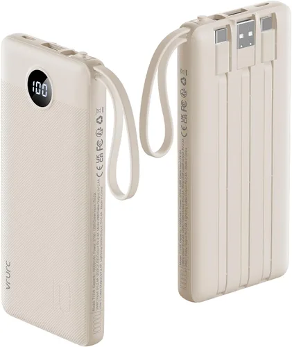 Miniatura 13 de VRURC Cargador de teléfono portátil, cargador portátil de viaje con 4 cables, 5 salidas 2 entradas banco de energía USB C delgado, cables integrados