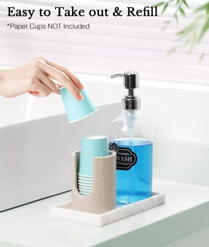 Miniatura 3 de Luxspire Dispensador de Vasos para Baño, Dispensador de Vasos Dixie de 3oz, Portavasos Dixie de Resina, Portavasos de Papel Desechable para Baño