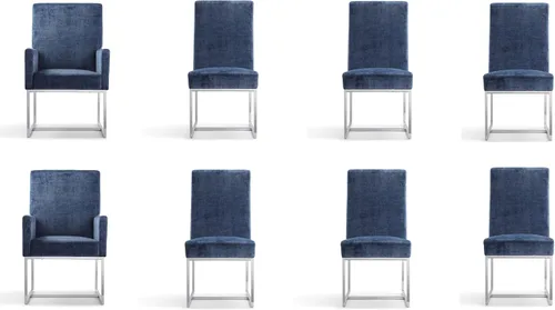 Miniatura 11 de Manhattan Comfort Element Mid Century - Silla de comedor tapizada moderna, juego de 6, color azul