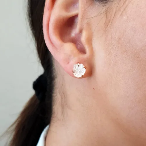 Miniatura 99 de Aretes de piedra preciosa natural en bruto con oro rosa sobre plata de ley 925, 6 a 0.276 in, regalo de piedra de nacimiento de calidad genuina