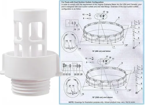 Miniatura 3 de Conector de tapón de drenaje de manguera de jardín para número de pieza de modelo intex 10184